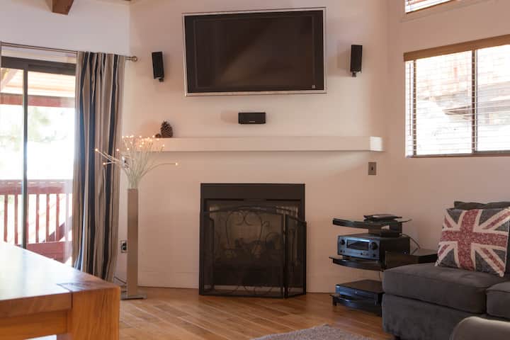 Flat screen television and media unit in the living room
