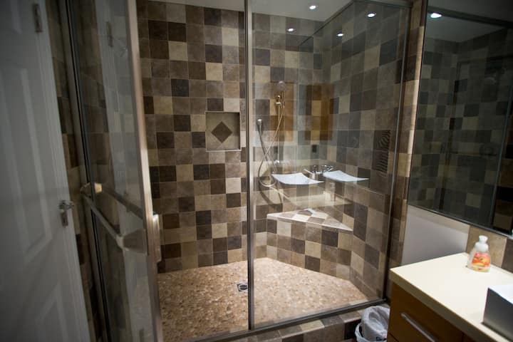 Second bedroom en-suite bathroom with a walk-in shower